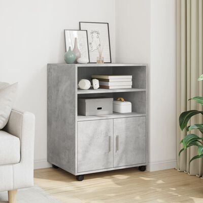 vidaXL Rolling Cabinet Concrete Grey 60x48x81 cm Engineered Wood