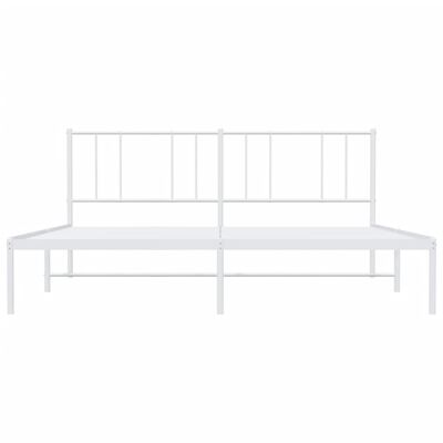 vidaXL Metal Bed Frame without Mattress with Headboard White 183x213 cm