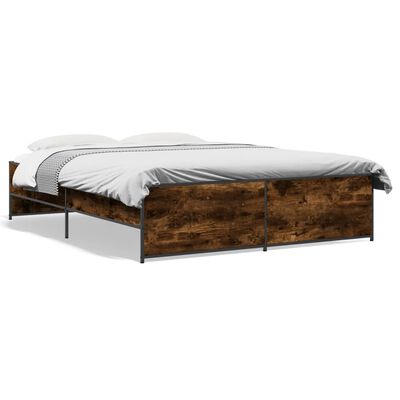 vidaXL Bed Frame without Mattress Smoked Oak 160x200 cm