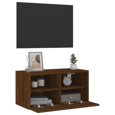 vidaXL TV Wall Cabinet Brown Oak 60x30x30 cm Engineered Wood