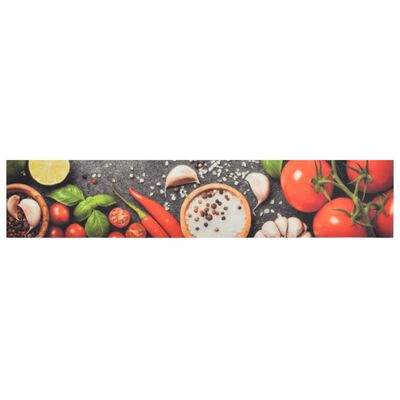 vidaXL Kitchen Rug Washable Vegetables 60x300 cm Velvet