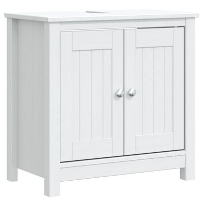 vidaXL 2 Piece Bathroom Furniture Set BERG White Solid Wood Pine