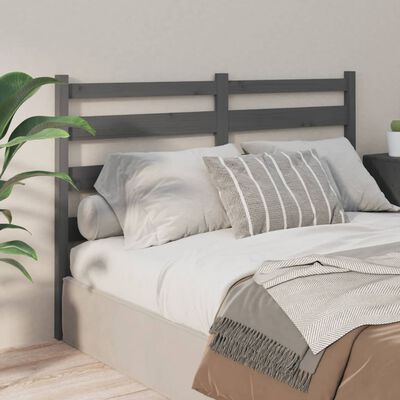 vidaXL Bed Headboard Grey 146x4x100 cm Solid Wood Pine