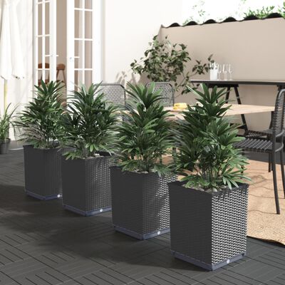 vidaXL Planters 4 pcs Black 30x30x37 cm Polypropylene