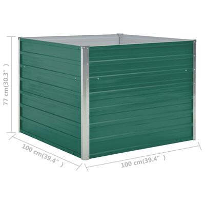 vidaXL Raised Garden Bed 100x100x77 cm Galvanised Steel Green