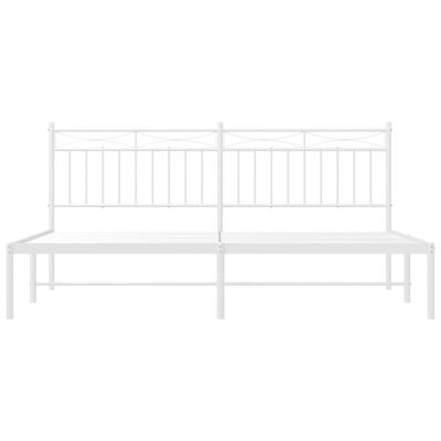 vidaXL Metal Bed Frame without Mattress with Headboard White 183x213 cm