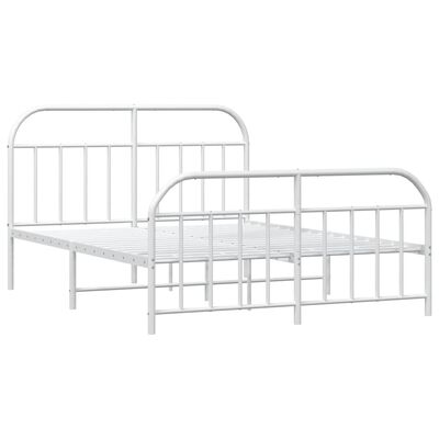 vidaXL Metal Bed Frame without Mattress with Footboard White 140x190 cm