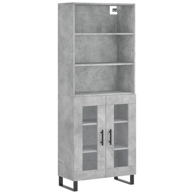 vidaXL Highboard Concrete Grey 69.5x34x180 cm Engineered Wood