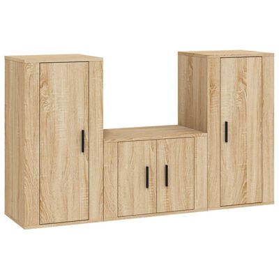 vidaXL 3 Piece TV Cabinet Set Sonoma Oak Engineered Wood