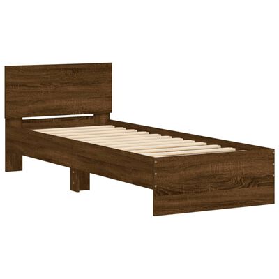 vidaXL Bed Frame without Mattress with LED Lights Brown Oak 75x190 cm Small Single