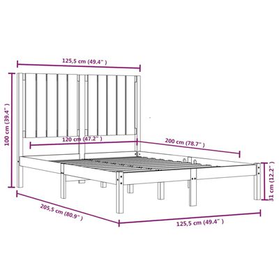 vidaXL Bed Frame without Mattress 120x200 cm Solid Wood Pine