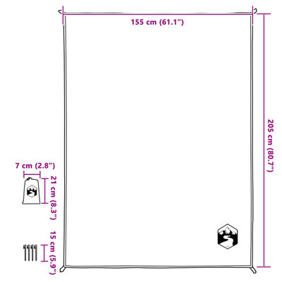 vidaXL Picnic Blanket with Pegs Grey and Orange 205x155 cm