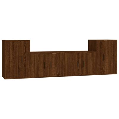 vidaXL 4 Piece TV Cabinet Set Brown Oak Engineered Wood