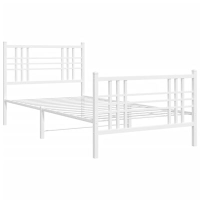 vidaXL Metal Bed Frame without Mattress with Footboard White 90x190 cm Single