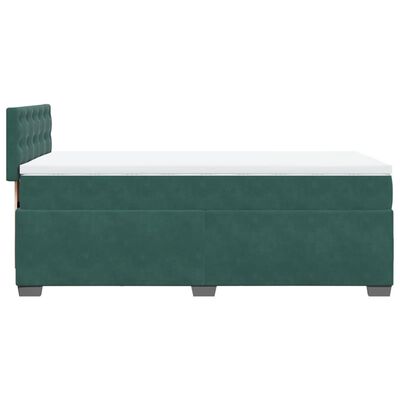 vidaXL Box Spring Bed with Mattress Dark Green 100x200 cm Velvet