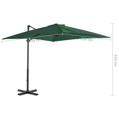 vidaXL Cantilever Garden Parasol with Aluminium Pole Green 250x250 cm