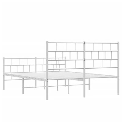 vidaXL Metal Bed Frame without Mattress with Footboard White 140x190 cm