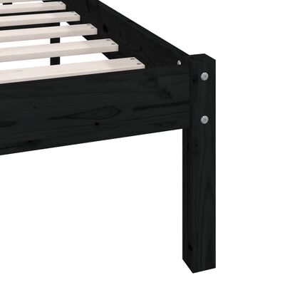 vidaXL Bed Frame without Mattress Black Solid Wood 100x200 cm