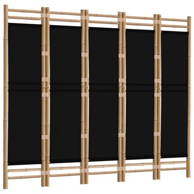 vidaXL Folding 5-Panel Room Divider 200 cm Bamboo and Canvas