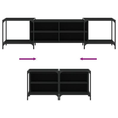 vidaXL TV Cabinet Black 203x37x50 cm Engineered Wood