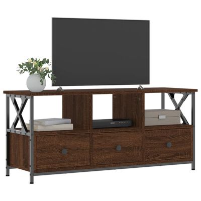 vidaXL TV Cabinet Brown Oak 102x33x45 cm Engineered Wood&Iron