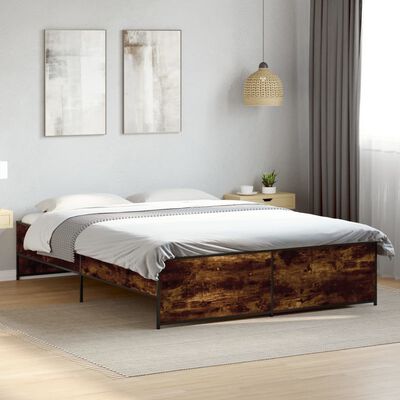 vidaXL Bed Frame without Mattress Smoked Oak 160x200 cm