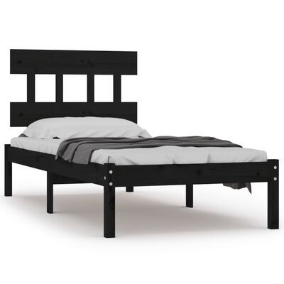 vidaXL Bed Frame without Mattress Black 90x190 cm Single Solid Wood