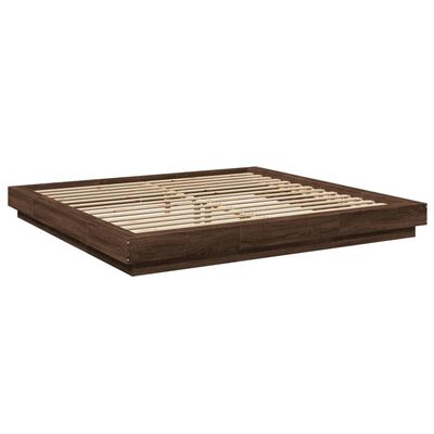 vidaXL Bed Frame with LED Lights without Mattress Brown Oak 180x200 cm Super King