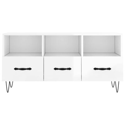 vidaXL TV Cabinet High Gloss White 102x36x50 cm Engineered Wood