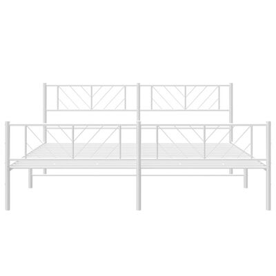 vidaXL Metal Bed Frame without Mattress with Footboard White 180x200 cm Super King