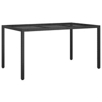 vidaXL Garden Table 150x90x75 cm Tempered Glass and Poly Rattan Black