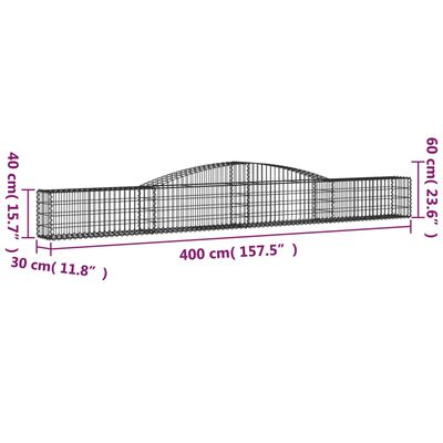 vidaXL Arched Gabion Baskets 2 pcs 400x30x40/60 cm Galvanised Iron