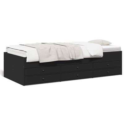 vidaXL Daybed with Drawers without Mattress Black 90x190 cm Single