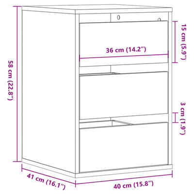 vidaXL Corner Chest of Drawers Concrete Grey 40x41x58 cm Engineered Wood