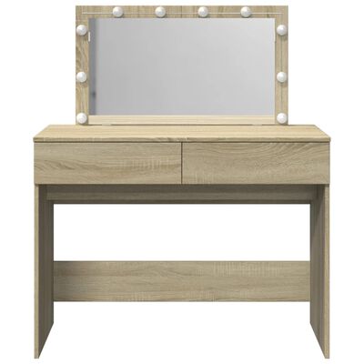 vidaXL Dressing Table with LED Sonoma Oak 100x40x120 cm