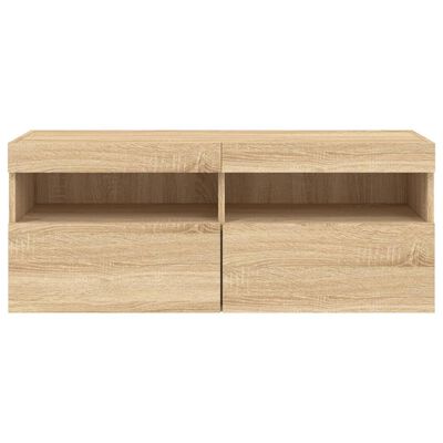 vidaXL TV Wall Cabinet with LED Lights Sonoma Oak 100x30x40 cm