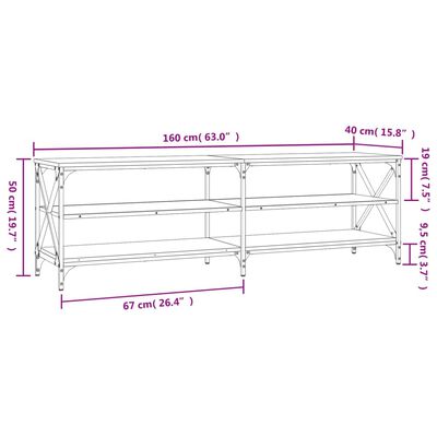 vidaXL TV Cabinet Smoked Oak 160x40x50 cm Engineered Wood