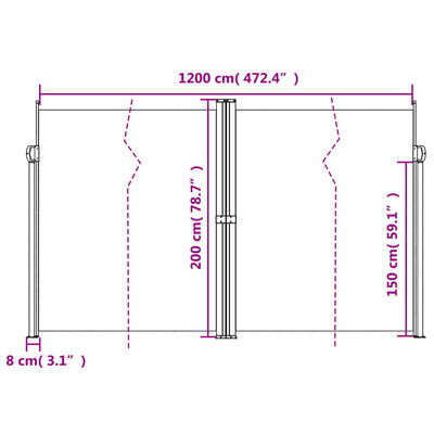 vidaXL Retractable Side Awning Blue 200x1200 cm