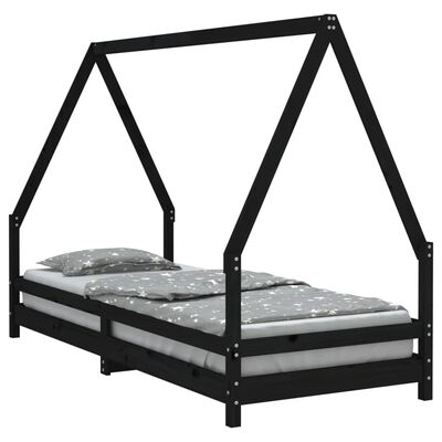 vidaXL Kids Bed Frame Black 80x200 cm Solid Wood Pine