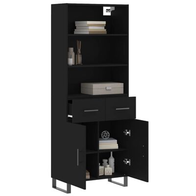 vidaXL Highboard Black 69.5x34x180 cm Engineered Wood