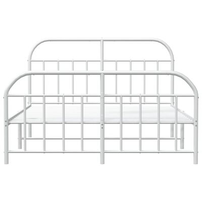 vidaXL Metal Bed Frame without Mattress with Footboard White 140x200 cm