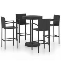 vidaXL 5 Piece Garden Bar Set Poly Rattan Black