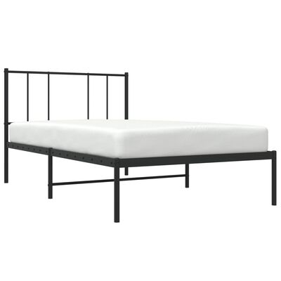 vidaXL Metal Bed Frame without Mattress with Headboard Black 100x190 cm