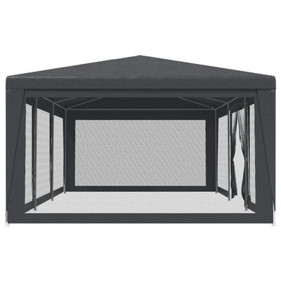 vidaXL Party Tent with 8 Mesh Sidewalls Anthracite 9x4 m HDPE