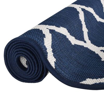 vidaXL Outdoor Rug Navy and White 80x250 cm Reversible Design