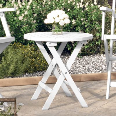 vidaXL Folding Garden Table White Ø 46 cm Solid Wood Acacia