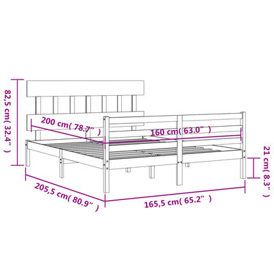 vidaXL Bed Frame without Mattress 160x200 cm Solid Wood