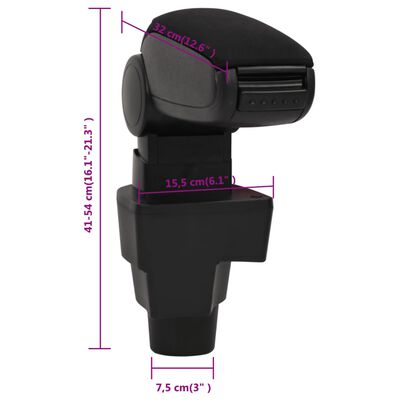 vidaXL Car Armrest Black 15.5x32x(41-54) cm ABS