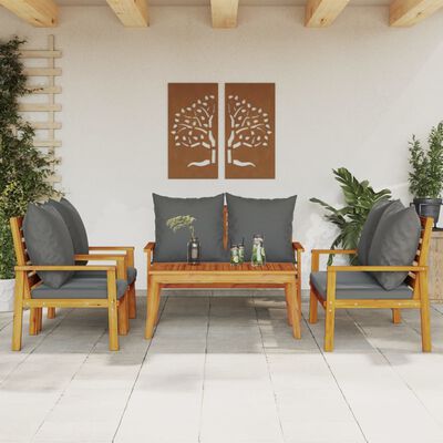 vidaXL 5 Piece Garden Lounge Set with Cushions Solid Wood Acacia