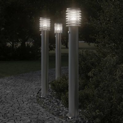 vidaXL Outdoor Floor Lamp with Sensor Silver 110cm Stainless Steel